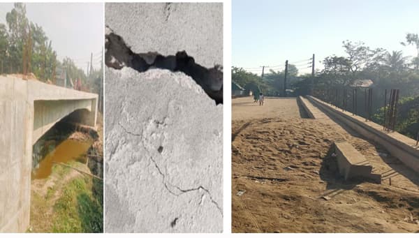 সরাইলে ৩ কোটি টাকার নির্মাণাধীন ব্রিজে ফাটল, এলাকাবাসীর ক্ষোভ