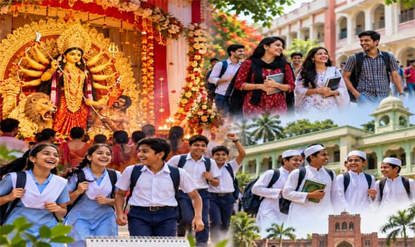 দুর্গাপূজায় শিক্ষাপ্রতিষ্ঠানে ছুটির ভিন্ন সূচি, কোথাও টানা ১০ দিন