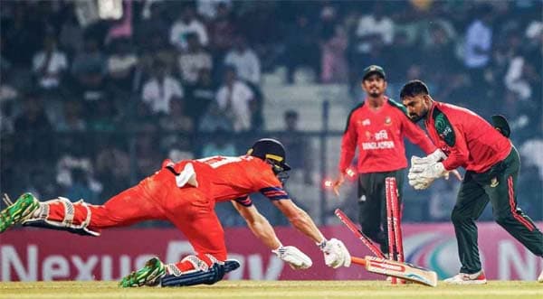 নেদারল্যান্ডসের ব্যাটিং বিপর্যয়, সহজ লক্ষ্য টাইগারদের