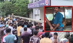 গরু চোর দেখতে থানার সামনে উৎসুক জনতার ভীড়