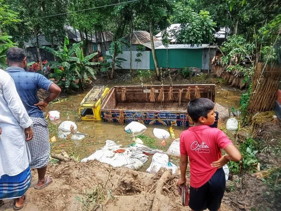 অটোরিক্সাকে রক্ষায় চালকের ভুল: গরুর ট্রাক খাদে, নিহত ২