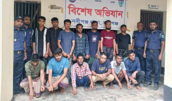 নবীগঞ্জে পুলিশের ওপর হামলা, সেনা অভিযানে ১৩ জন আটক