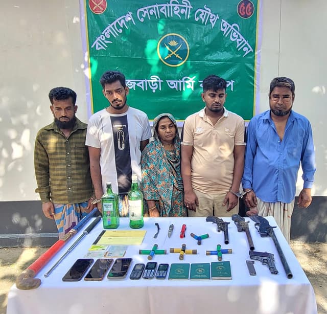 রাজবাড়ীতে মজনু গ্রুপের পাঁচ ডাকাত গ্রেফতার