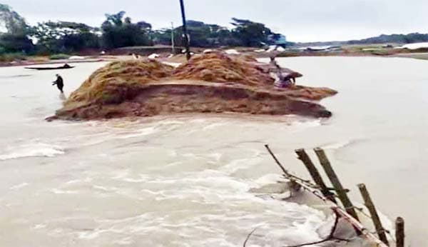 পাহাড়ি ঢলে জামখলা খালের বাঁধ ভেঙে ফসল তলিয়ে গেল