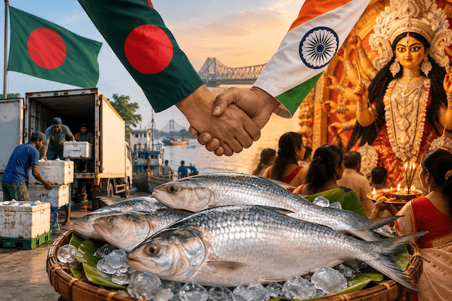 পশ্চিমবঙ্গে দুর্গাপূজায় পদ্মার ইলিশ চায় ভারতের আমদানিকারকরা