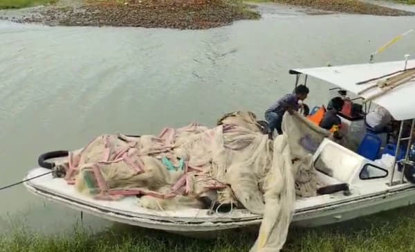 মেহেন্দিগঞ্জের মেঘনায় অভিযান, ১৬ লাখ টাকার জাল জব্দ