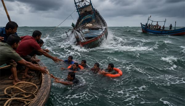 পায়রা বন্দরের কাছে ঝড়ে ডুবল মাছ ধরার ট্রলার, ১০ জেলে উদ্ধার