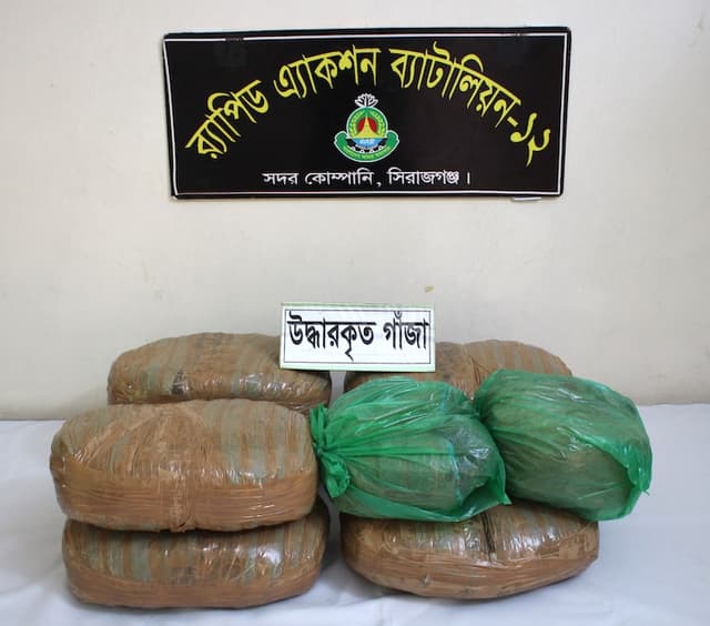 যমুনা সেতু পশ্চিমে ১৬ কেজি গাঁজাসহ মাদক ব্যবসায়ী গ্রেপ্তার