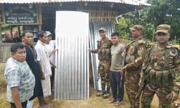 পানছড়িতে মন্দির সংস্কারে সেনাবাহিনীর ডেউ টিন বিতরণ