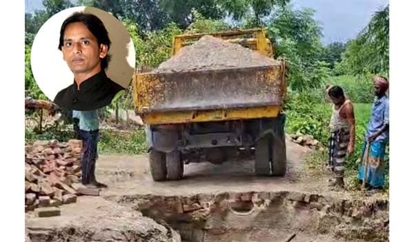 গোয়ালন্দে বর্ষণে ক্ষতিগ্রস্ত রাস্তা মেরামতে প্রবাসীর মানবিক উদ্যোগ 
