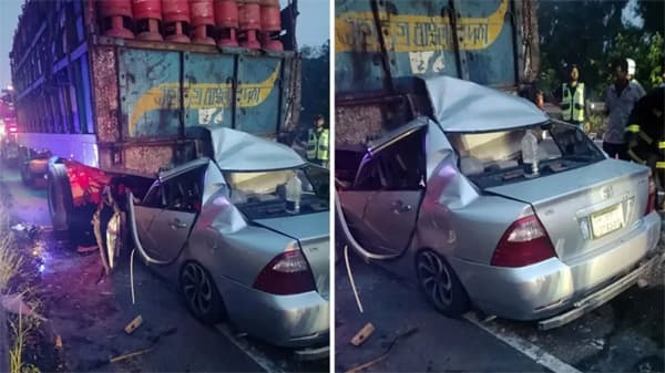 ভাঙ্গা মহাসড়কে ট্রাকের পেছনে প্রাইভেটকার, নিহত পাঁচজন