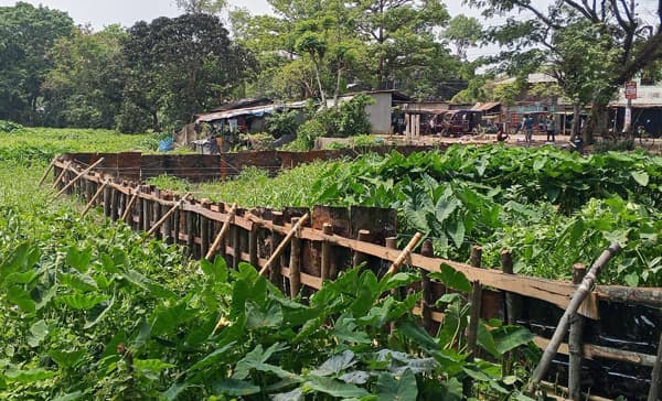 ঝালকাঠিতে সওজের জমি ভরাট করে ট্রাকস্ট্যান্ড নির্মাণে অভিযোগ 