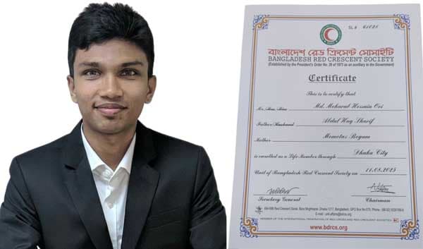 রেড ক্রিসেন্টের আজীবন সদস্য হলেন বরিশালের কৃতি সন্তান মেহেরাব অভি