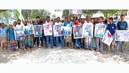 হাকিমপুরে সাবেক ইউপি চেয়ারম্যানের বিরুদ্ধে বিক্ষোভ মিছিল প্রতিবাদ সমাবেশ