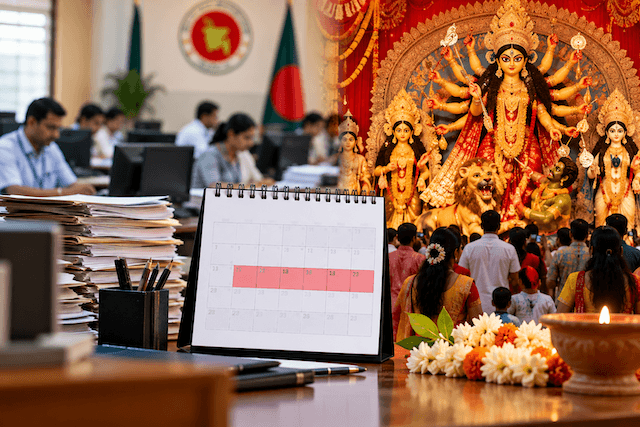 দুর্গাপূজায় টানা পাঁচ দিনের ছুটি, ১৭ অক্টোবর অফিস করবেন সরকারি কর্মীরা