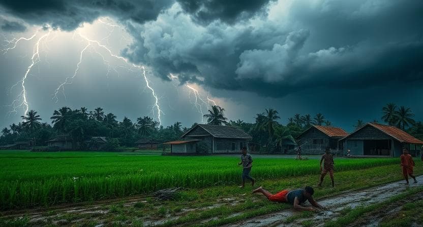 দেশে বজ্রপাতে প্রাণ গেল ১২ জনের, গ্রামবাংলায় আতঙ্ক