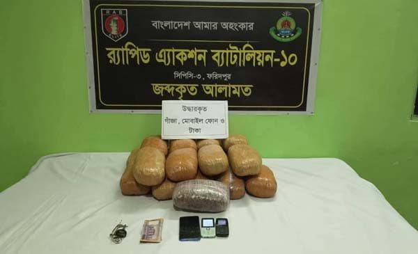 রাজবাড়ীতে র‌্যাবের অভিযানে বিপুল পরিমাণ গাঁজা উদ্ধার