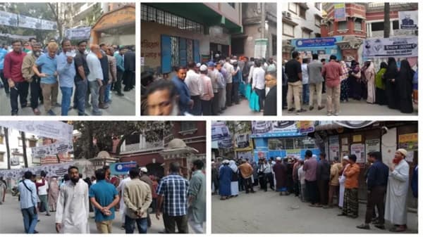 সকালেই উৎসবমুখর পরিবেশে শুরু ভোটগ্রহণ