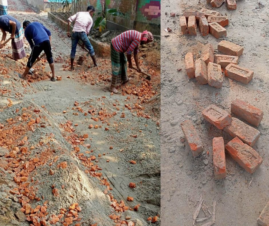 দেবীদ্বারে রাস্তা নির্মাণে নিন্মমানের সামগ্রী ব্যাবহার; দেখার কেউ নেই !