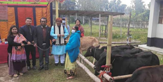 বড়াইগ্রামে ক্ষুদ্র নৃ-গোষ্ঠির মাঝে গরু বিতরণ