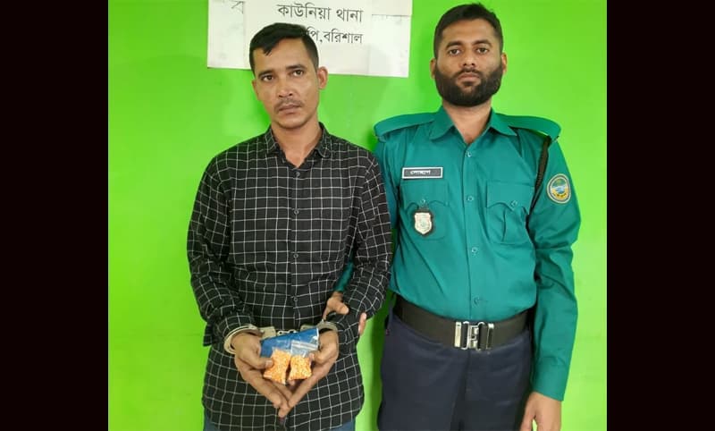 বরিশালে ৪শ পিচ ইয়াবাসহ কারবারী আটক