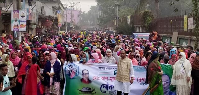 ঘোড়াশাল পৌরসভা নির্বাচন নৌকার সম্ভাব্য মেয়র প্রার্থীর শোডাউন