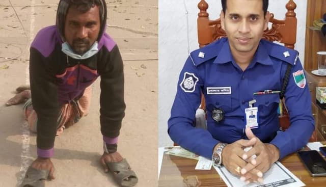 আশাশুনিতে প্রতিবন্ধীকে কাছে টেনে জমিউদ্ধার করে দিলেন, ওসি