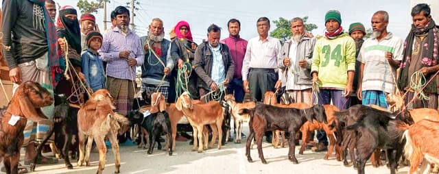 ঝালকাঠিতে ২০জন জেলেকে ৪০টি ছাগল বিতরণ