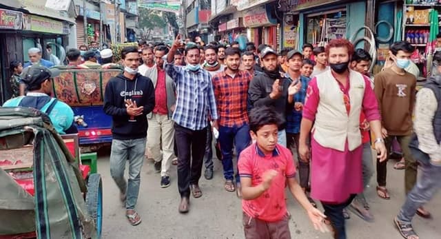 সরাইলে খেলার মাঠ রক্ষার দাবিতে মিছিল