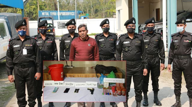 র‌্যাব-৮ এর অভিযানে বিদেশী পিস্তলসহ শীর্ষ সন্ত্রাসী বোমা বাবুল আটক