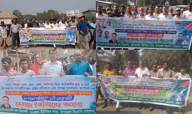 ১০ দফা দাবিতে গোয়ালন্দে বিএনপি'র পদযাত্রা
