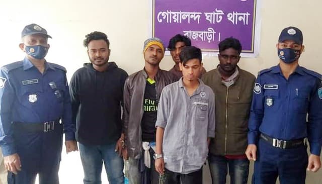 গোয়ালন্দে বিভিন্ন মামলার ৫ আসামী গ্রেপ্তার