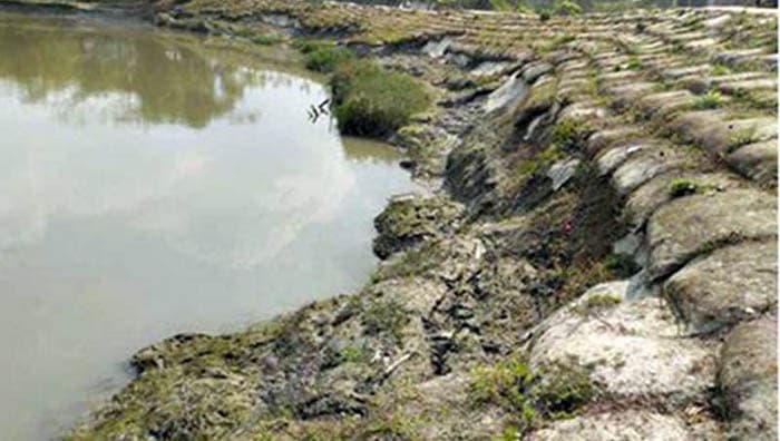 বছর না ঘুরতেই বন্যা নিয়ন্ত্রণ বাঁধে ধস