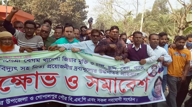 দ্রব্যমূল্য বৃদ্ধির প্রতিবাদে লালপুরে বিএনপির বিক্ষোভ