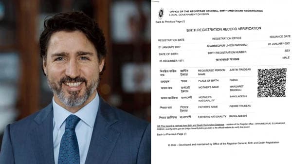 কানাডার প্রধানমন্ত্রীর নামে পাবনায় জন্মনিবন্ধন!