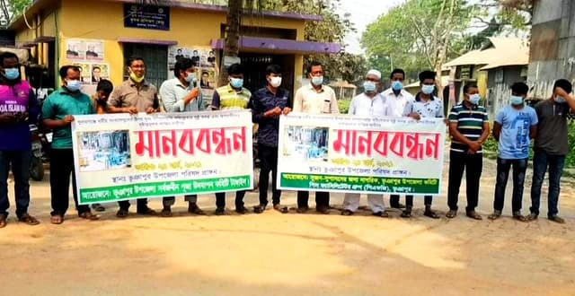 সংখ্যালঘুদের উপর হামলাকারীদের শাস্তির দাবিতে ভূঞাপুরে মানববন্ধন