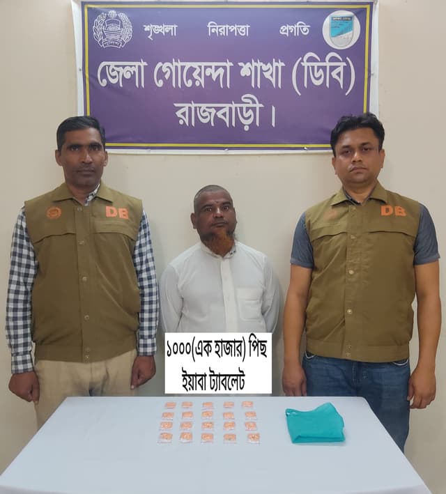 রাজবাড়ী সদরে ডিবির অভিযানে ১ হাজার ইয়াবাসহ গ্রেফতার ১
