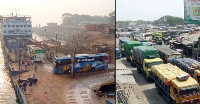 দৌলতদিয়া-পাটুরিয়ায় ঘরমুখো যাত্রীদের ভোগান্তির শঙ্কা
