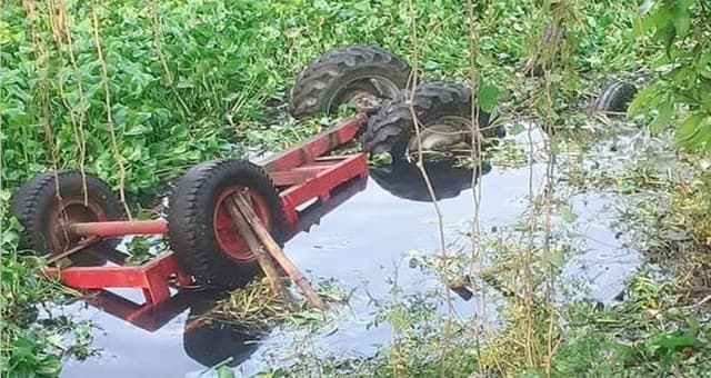 ইটবোঝাই গাড়ি উল্টে খালে, নিহত ৩