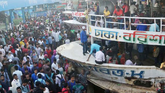 সদরঘাটে ঘরমুখী মানুষের ঢল