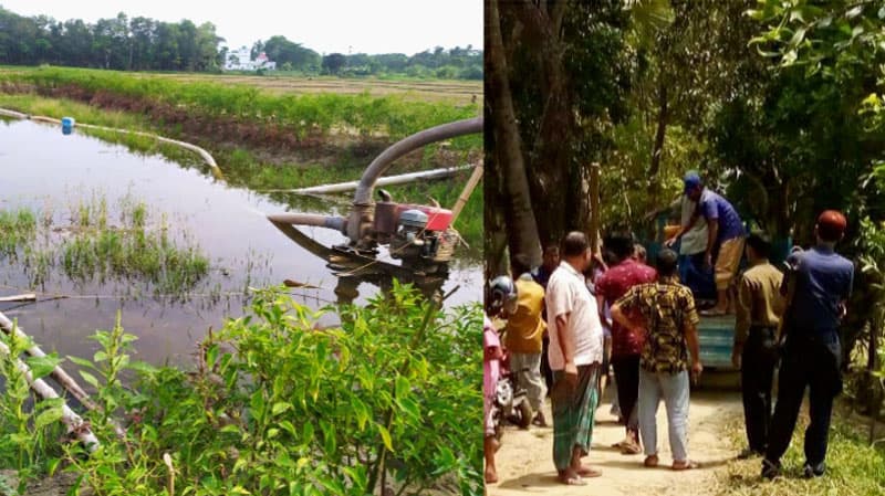 দেবীদ্বারে ২টি ড্রেজার মেসিনসহ ১৪০ ফুট পাইপ জব্ধ; জরিমানা