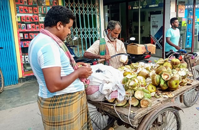 পথিকের তৃষ্ণা মেটাচ্ছে তালের শাঁস