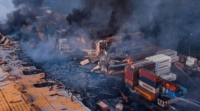 কনটেইনার ডিপোর আগুনে নিহত বেড়ে ৪৪