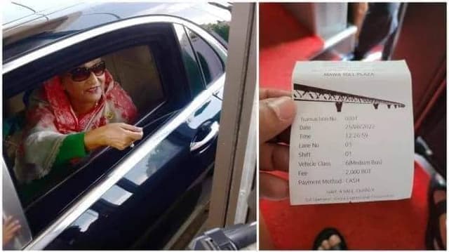 নিজ হাতে টোল দিয়ে পদ্মা সেতু পার হচ্ছেন প্রধানমন্ত্রী