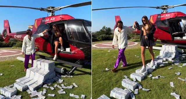 টাকার তৈরি ‘কার্পেটে’ প্রেমিকাকে হাঁটিয়ে ঝড় তুললেন যুবক!