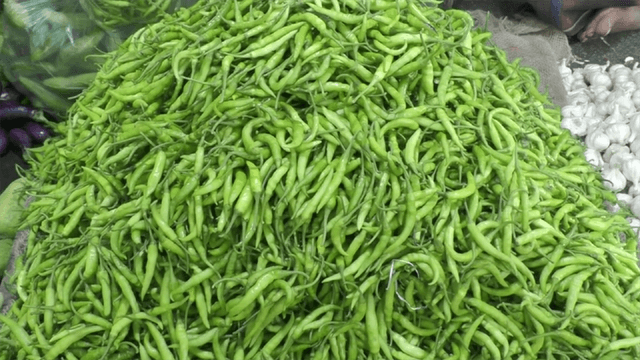 হিলিতে কেজিতে ৪০ টাকা বেড়েছে কাঁচা মরিচের দাম