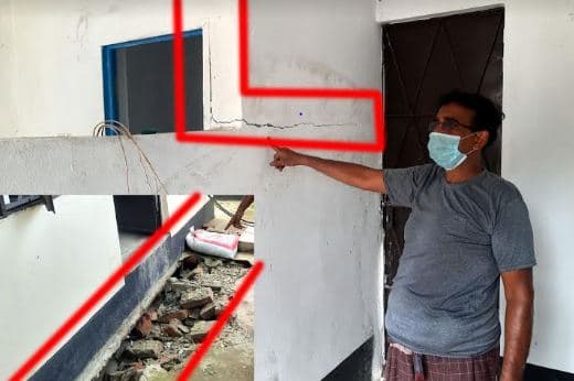উদ্বোধনের ২৪ ঘন্টার মধ্যে ধ্বসে পড়েছে কোটি টাকার পাম্প ভবন