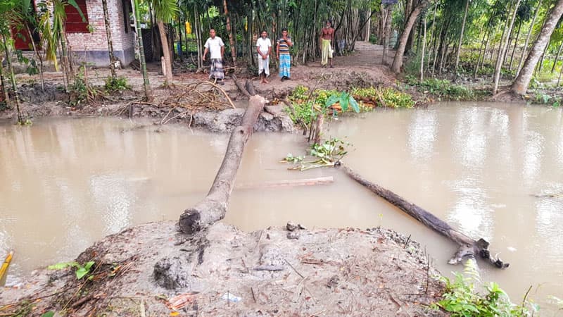 নির্মাণের সাত দিন পর রাজাপুরে ভেঙ্গে পড়লো কালভার্ট, যোগাযোগ বিচ্ছিন্ন