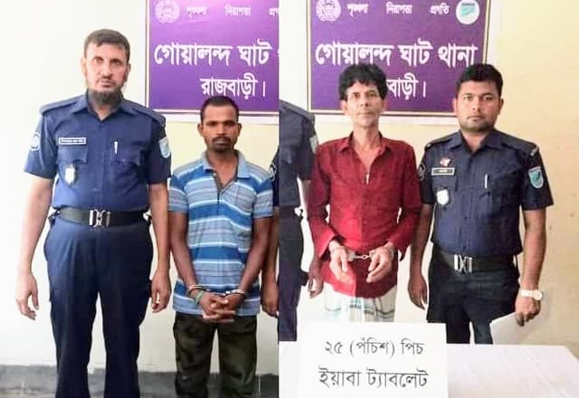 গোয়ালন্দ পুলিশের অভিযানে ইয়াবা ও মানব পাচারের আসামীসহ গ্রেফতার ২