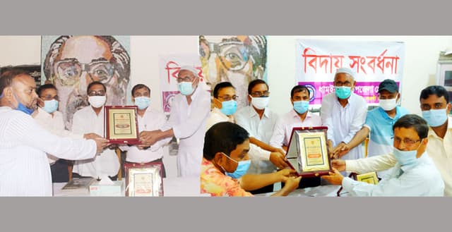 ধামইরহাটে পিআইও ইস্রাফিল হোসেনকে বিদায় সংবর্ধনা